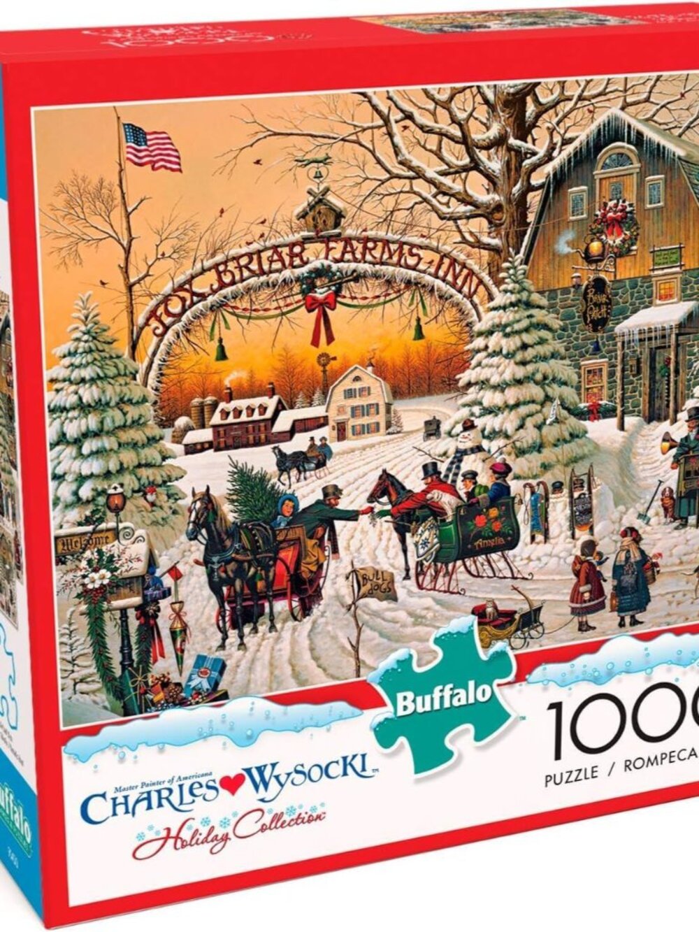A Christmas Greeting - Charles Wysocki - 1000 Piece Holiday Jigsaw Puzzle Colo - Picture 1 of 5